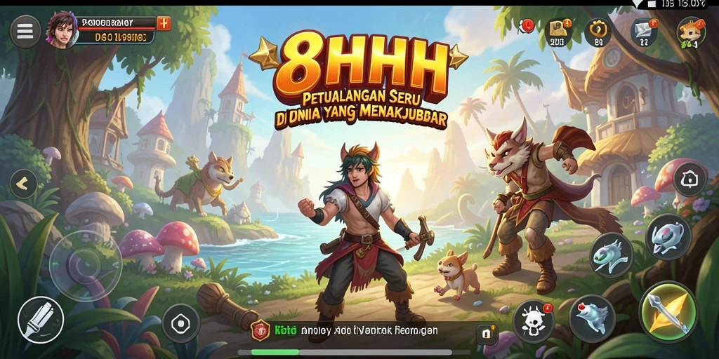 Screenshot gameplay 8HHH yang menunjukkan petualangan menegangkan.