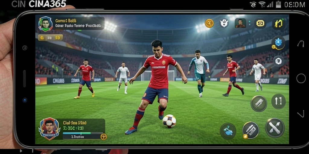 Tampilan gameplay CINA365 dengan pemain bertanding di lapangan.