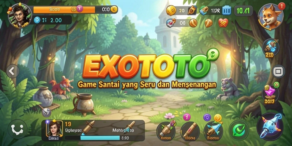 Tampilan gameplay EXOTOTO yang cerah dan mengasyikkan.