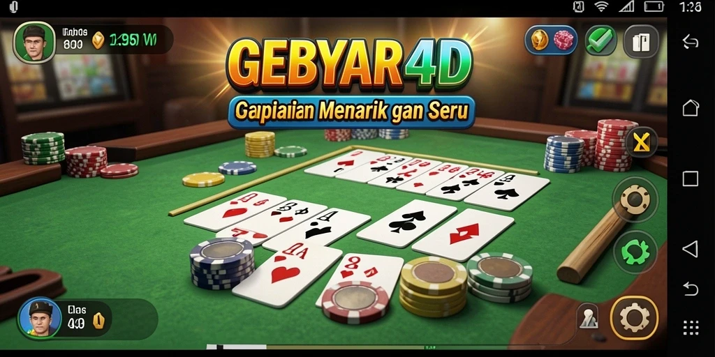Tampilan gameplay seru GEBYAR4D dengan suasana permainan Gaple.