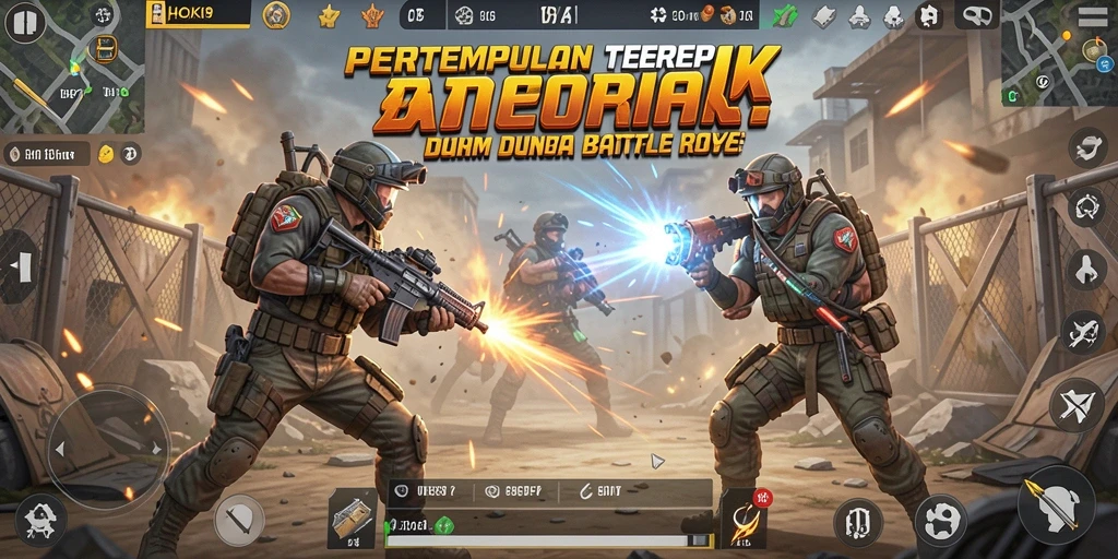 Screenshot HOKI9 menampilkan aksi pertempuran seru dalam Battle Royale.