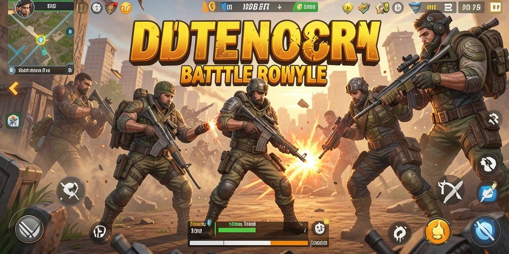 Screenshot dari gameplay IDEBET menampilkan aksi pertempuran Battle Royale yang intens.