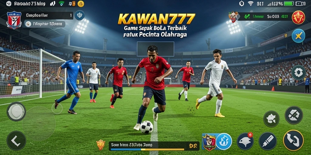 Tampilan gameplay KAWAN777 yang mendebarkan di lapangan sepak bola.