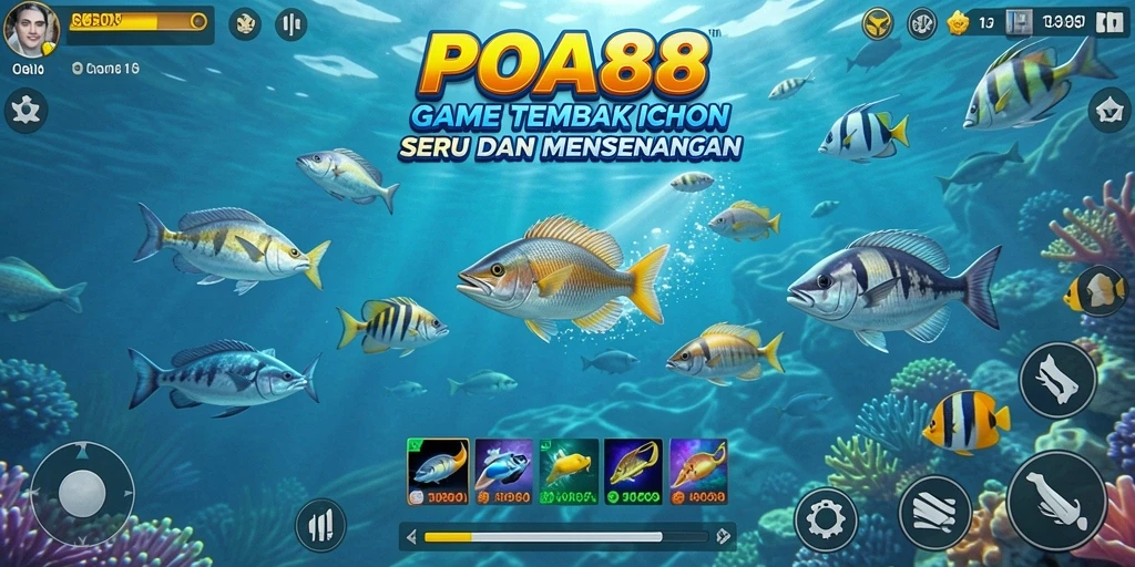Screenshot gameplay POA88 dengan aksi menembak ikan yang seru.