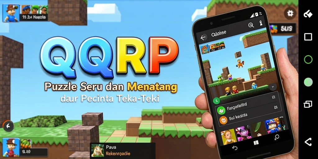 Screenshot utama QQRP menampilkan gameplay penuh warna dan tantangan Puzzle.