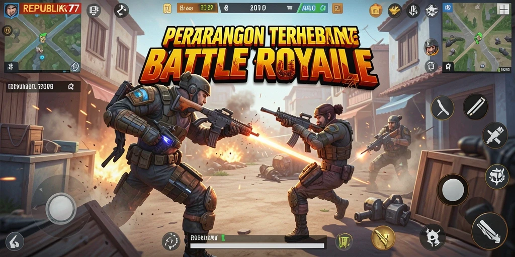 Tampilan gameplay Battle Royale yang intens di REPUBLIK77.