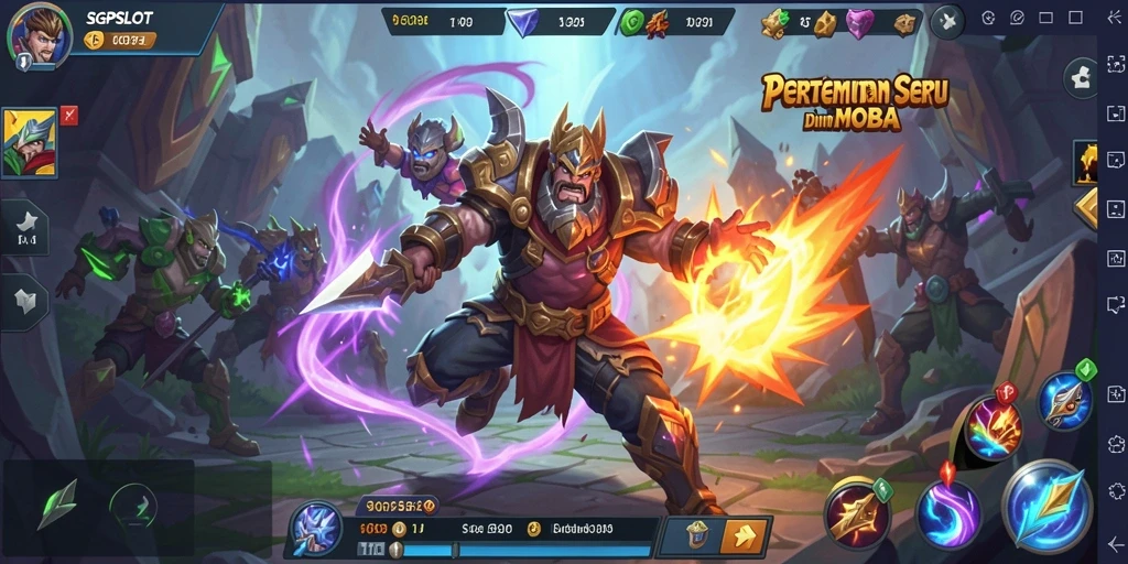 Tangkapan layar gameplay seru SGPSLOT dengan aksi MOBA yang mendebarkan.