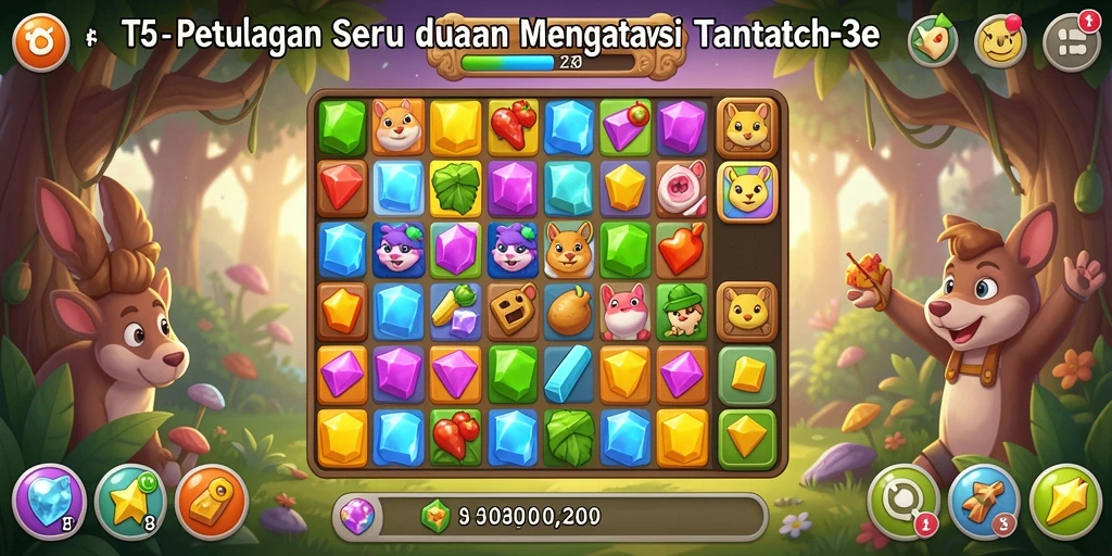 Tampilan gameplay seru dalam game Match-3 T6.