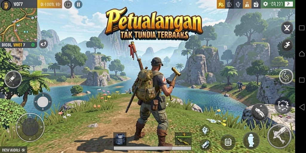 Tampilan action gameplay dari VIO77 dalam dunia terbuka yang epik.