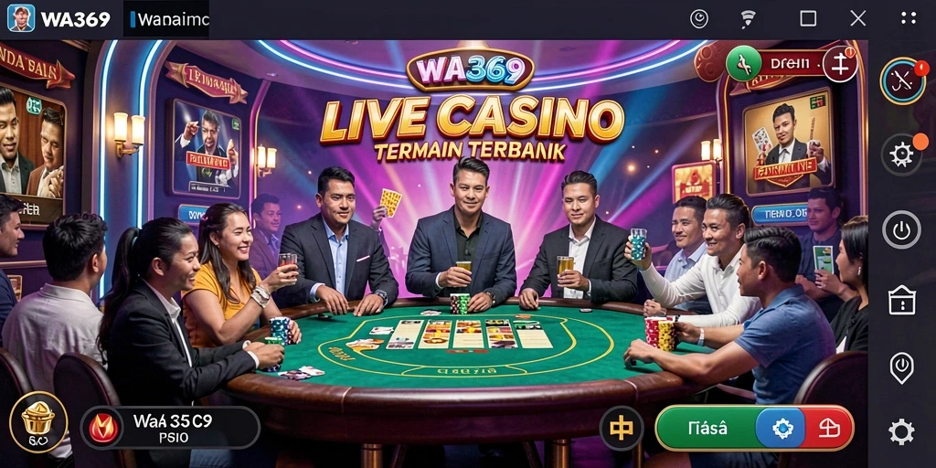 Screenshot gameplay Live Casino WA369 menampilkan dealer profesional dan suasana kasino yang mendebarkan.