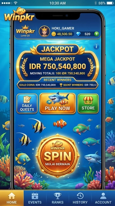 Tampilan antarmuka main aplikasi winpkr dengan navigasi yang sederhana.